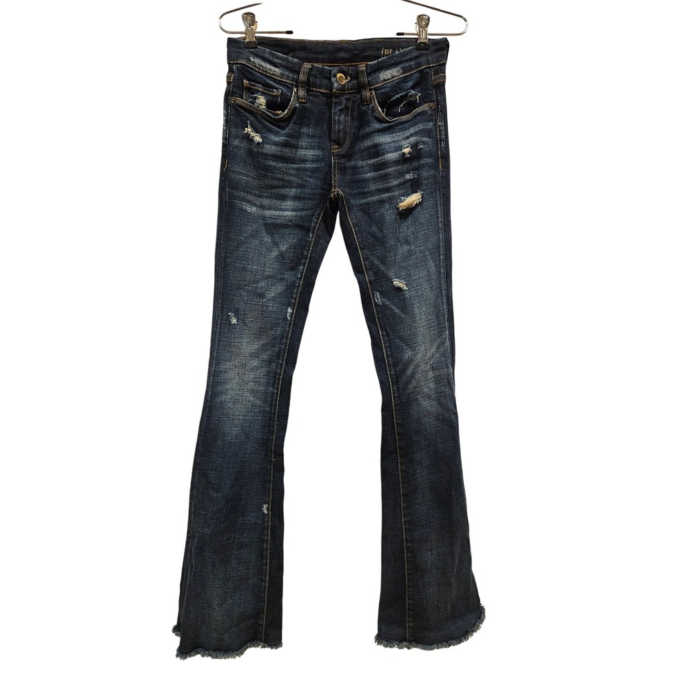BLANKNYC Womens‎ Size 24 Dark Wash Distressed Flare Jeans Bootcut Denim